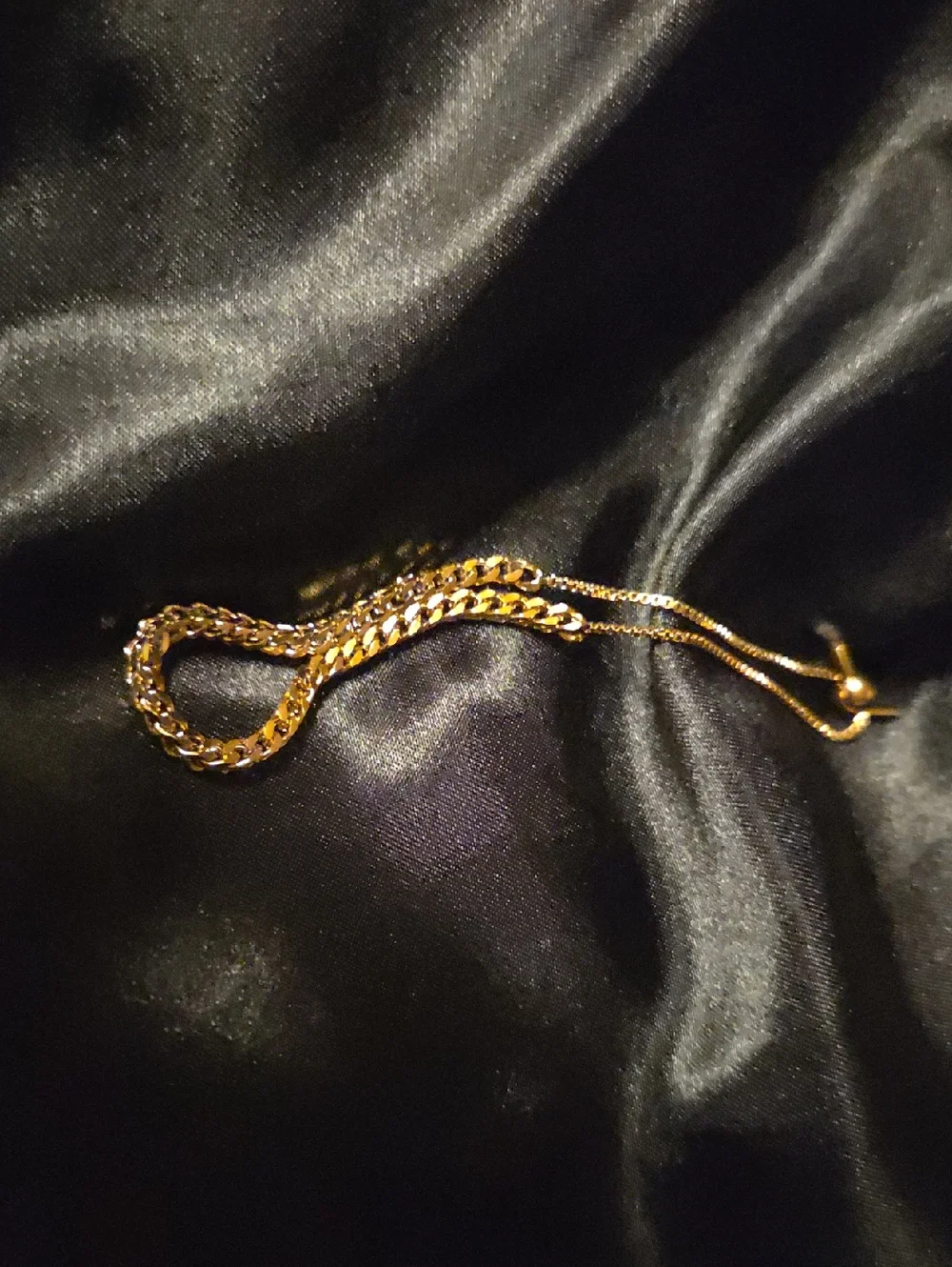 Gold Tone Cuban Link Chain Adjustable Bracelet